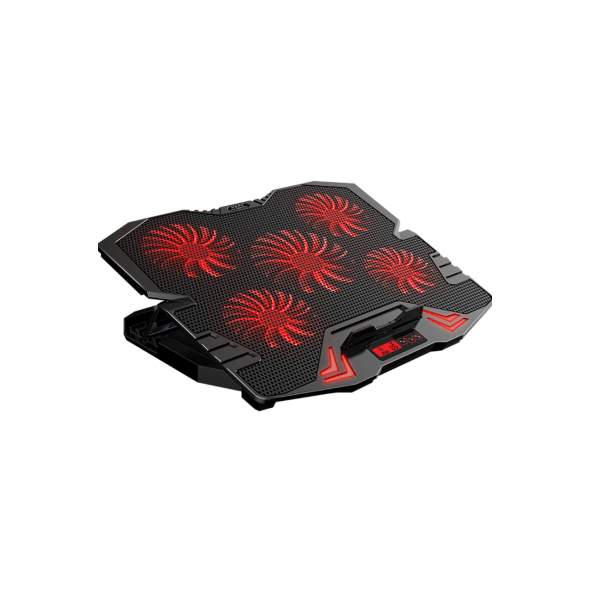 Rampage Mistral S45 Kırmızı Led 5Fan Yükseklik Ayarlı LCD Notebook Soğutucu Laptop Soğutucu 12/17 - 4