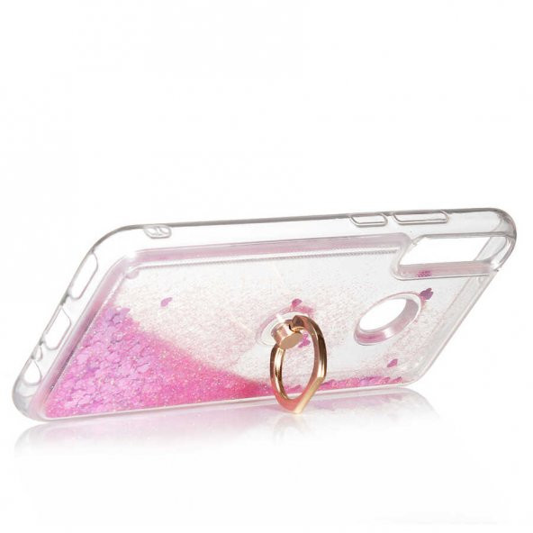 Huawei P40 Lite E Kılıf Milce Simli Sıvılı Yüzüklü Kapak - 7