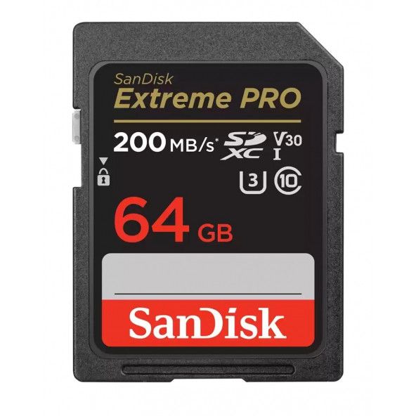 SanDisk Extreme Pro 64GB 200/90MB/s SDXC V30 UHS-I U3 Hafıza Kartı SDSDXXU-064G-GN4IN