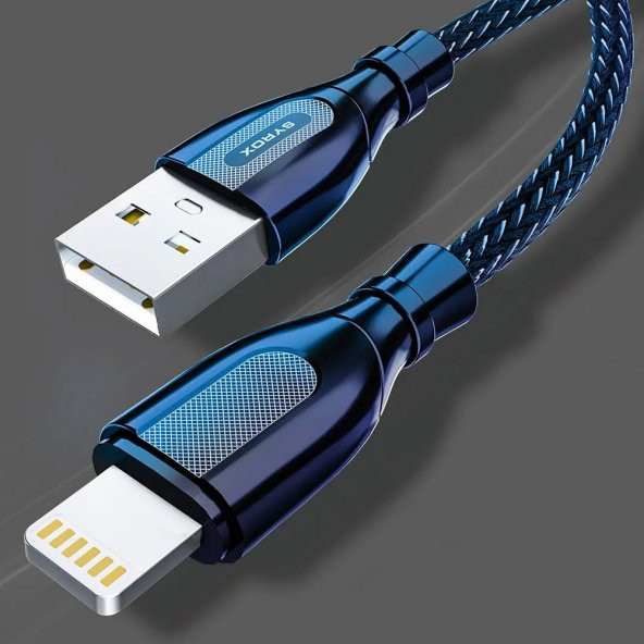 Syrox C121L Ultron Metal Lightning Örgü Data/Şarj Kablosu 2.0A 1mt Siyah - 4