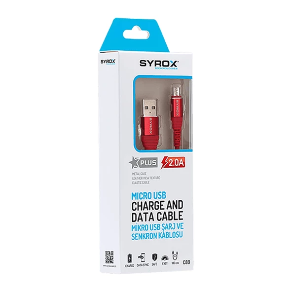 Syrox C89 Micro USB Metal Data/Şarj Kablosu 2.0A 1mt - 6