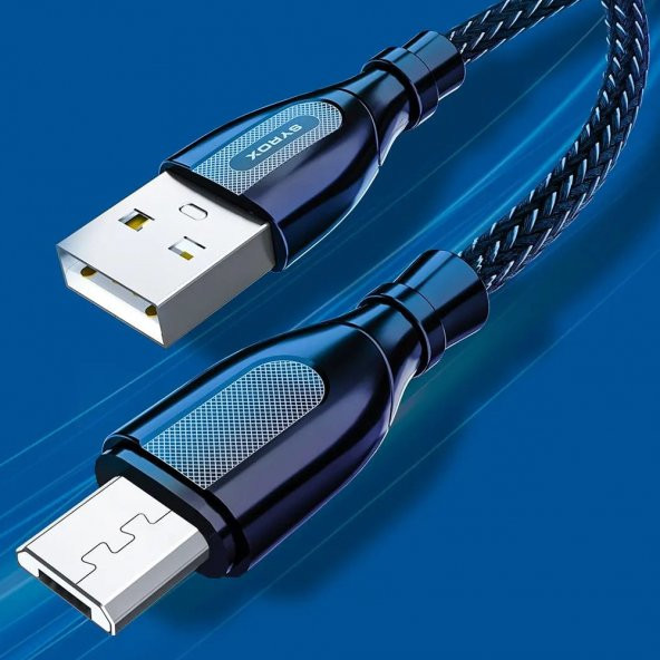Syrox C121M Ultron Metal Örgü Micro USB Data/Şarj Kablosu 2.0A 1mt Siyah - 4
