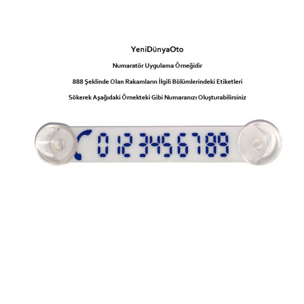 2 ADET Beyaz-Mavi Araç Park Telefon Numaratörü Tel No Gösterici Numaratik YDNMR216 - 2