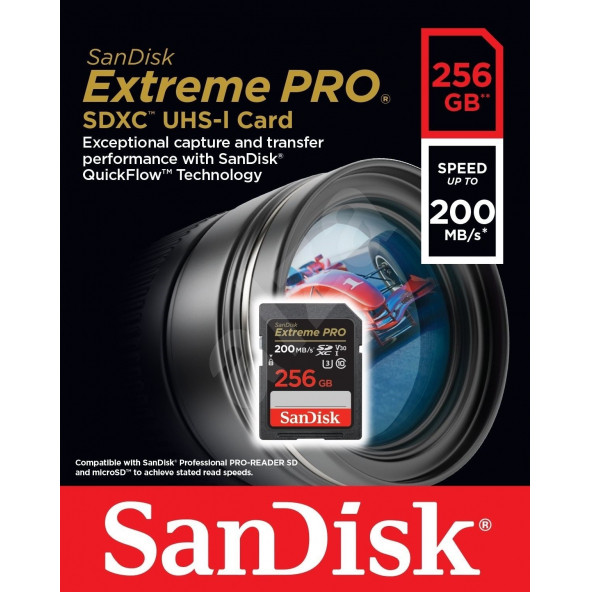 Sandisk Extreme Pro 256Gb 200/140Mb/S Sdxc V30 Uhs-I U3 Hafıza Kartı Sdsdxxd-256G-Gn4ın - Resim 4