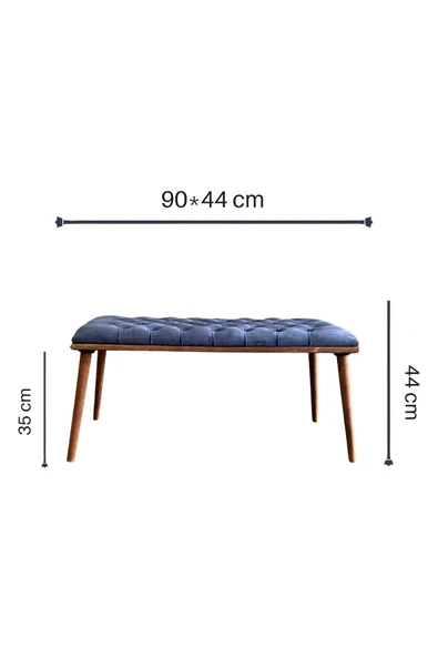 DTM HOME Antrasit Mavi Kapitone Bench Puf - 3