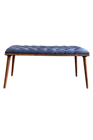 DTM HOME Antrasit Mavi Kapitone Bench Puf - 2