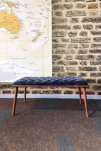 DTM HOME Antrasit Mavi Kapitone Bench Puf