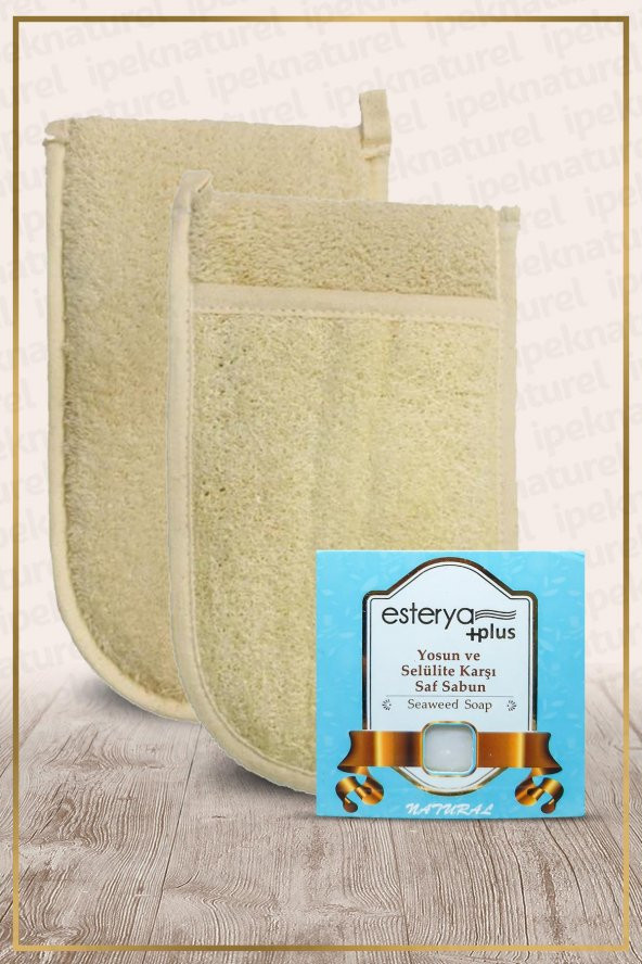 Kabak Lifi Kese Çift Taraflı El Geçmeli Ve Anti Selülit Yosun Sabunu 125 gr