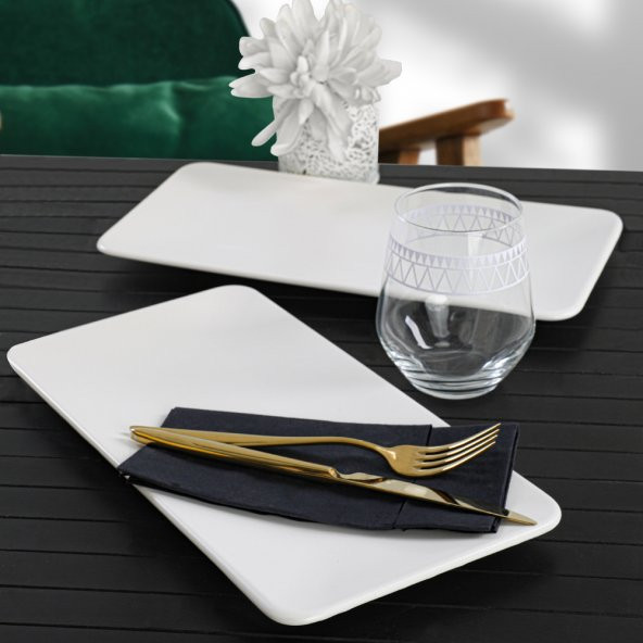Keramika Mat Beyaz Siera Kayık Tabak 33 Cm 2 Adet