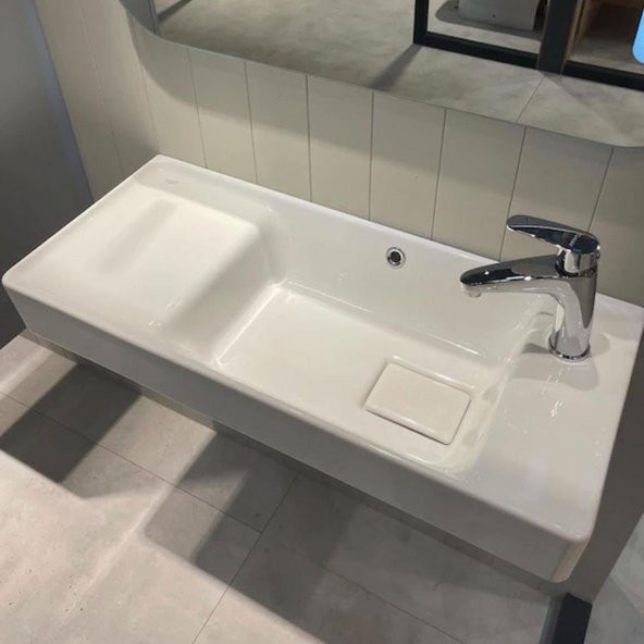 Turkuaz Cerastyle Sharp Etajer Uyumlu Lavabo Damlalıklı 80x35 Cm