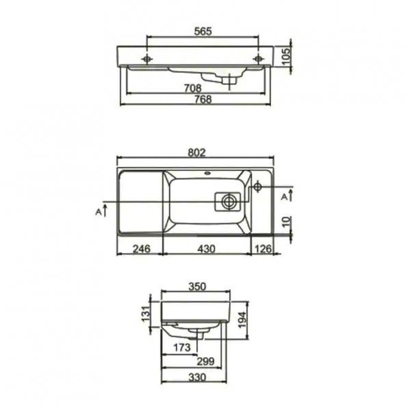 Turkuaz Cerastyle Sharp Etajer Uyumlu Lavabo Damlalıklı 80x35 Cm - 2