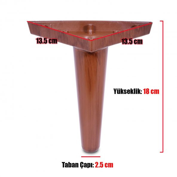 Mobilya Kanepe Sehpa Puf Koltuk Ayağı Kahverengi Baza Ayak 18 cm - Resim 3