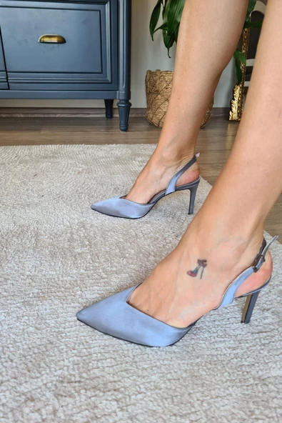 036 3110 Topukla Kadın Saten Stiletto Ayakkabı - 5