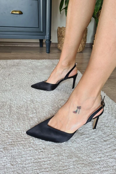 036 3110 Topukla Kadın Saten Stiletto Ayakkabı - Resim 6