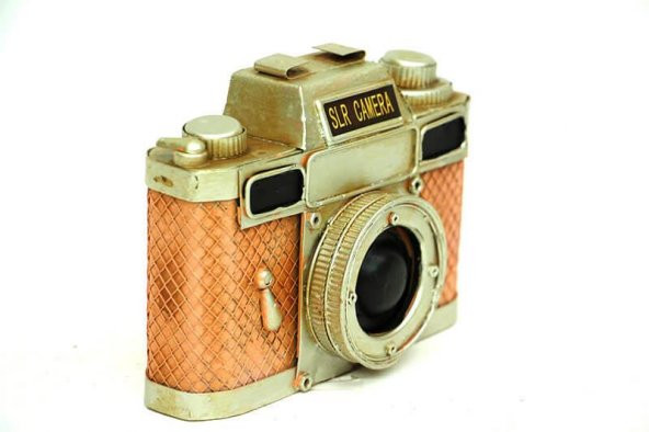 Dekoratif Metal Fotoğraf Makinesi Biblo Ev Ofis Hediyelik - Resim 4