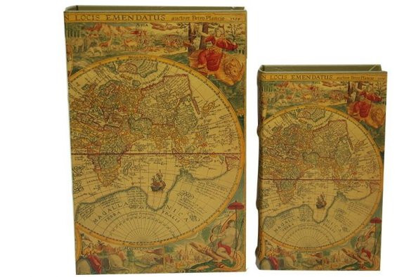 Kutu Kitap Harita 2li Set Dekoratif Hediyelik