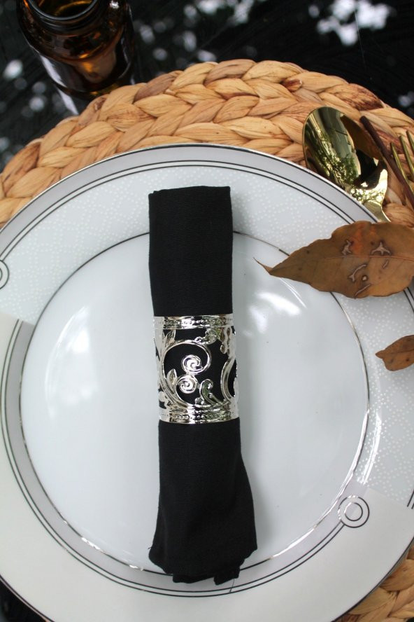 6 Adet Silver Sheyma Ram Valiant Luxury Metal Peçete Halkası - Resim 3