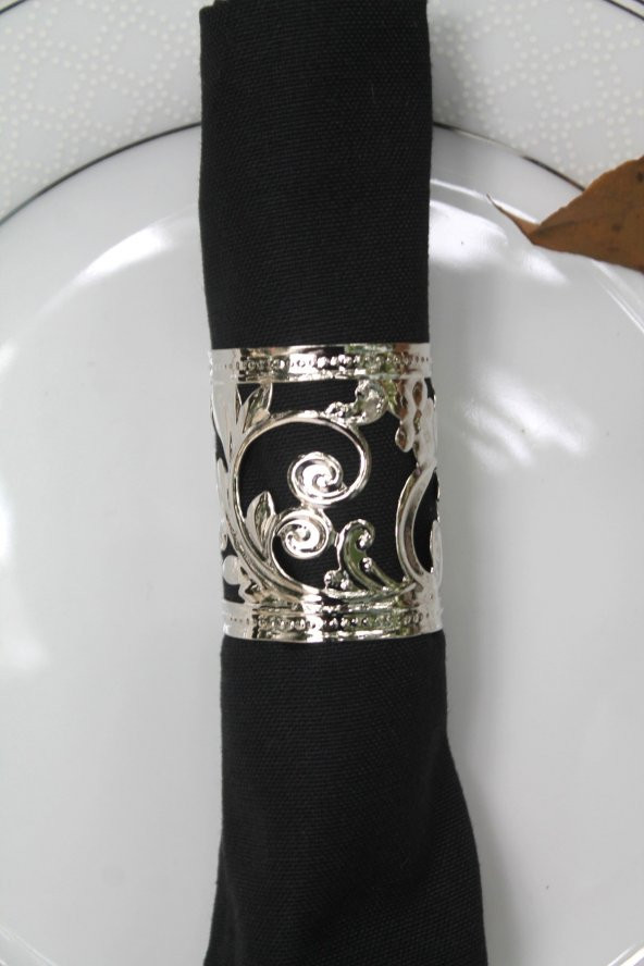 6 Adet Silver Sheyma Ram Valiant Luxury Metal Peçete Halkası - Resim 4