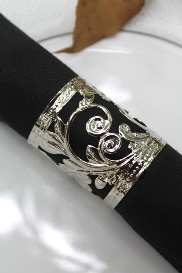 6 Adet Silver Sheyma Ram Valiant Luxury Metal Peçete Halkası - Resim 5