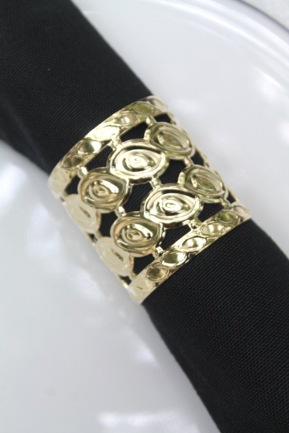 6 Adet Gold Loving Luxury Metal Peçete Halkası - 2