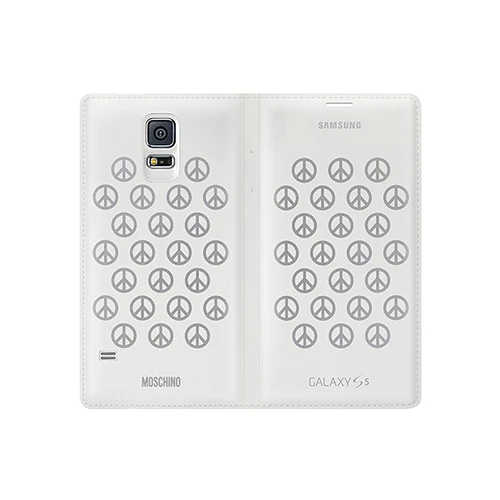 Samsung Galaxy S5 Moschino Flip Wallet Orjinal Kılıf Beyaz-Gri EF-WG900RAEGWW - Resim 2
