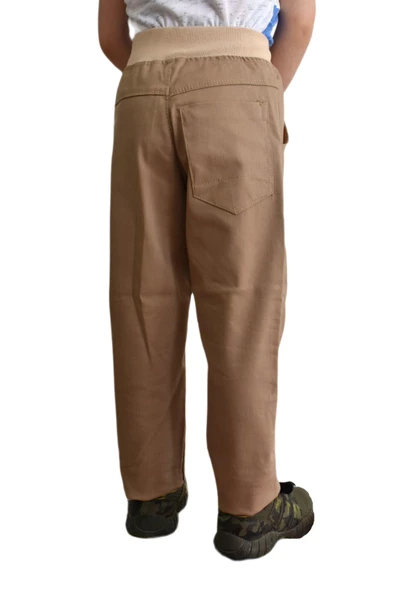 Kolej Beli Ribanalı Kanvas Pantolon Bej ST00374 - 6