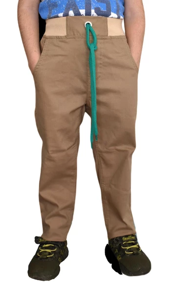 Kolej Beli Ribanalı Kanvas Pantolon Bej ST00374 - 5