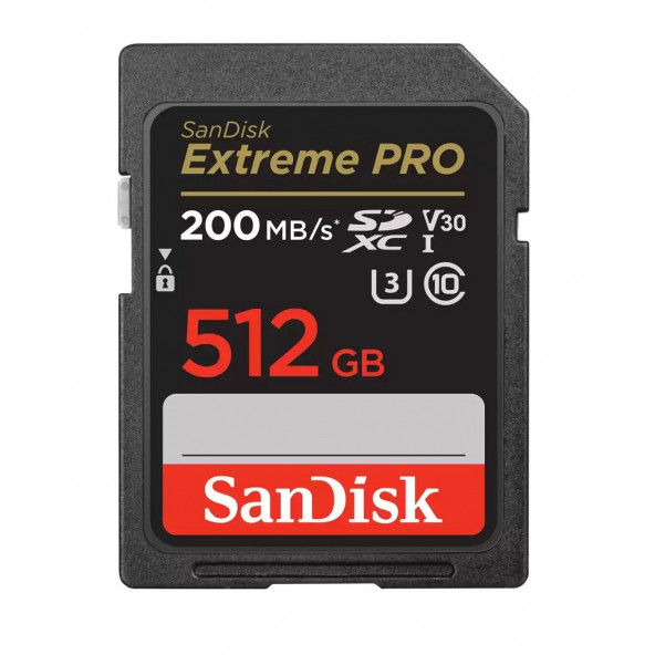 SanDisk Extreme Pro 512GB 200/140MB/s SDXC V30 UHS-I U3 Hafıza Kartı SDSDXXD-512G-GN4IN