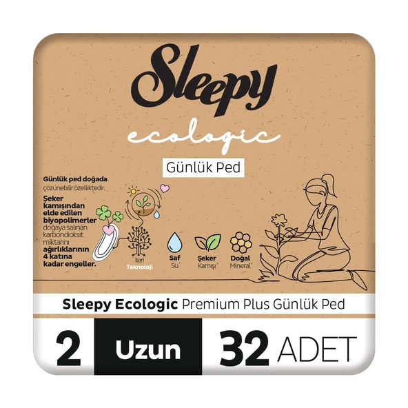 Sleepy Ecologic Premium Plus Günlük Ped Uzun 32 Adet Ped