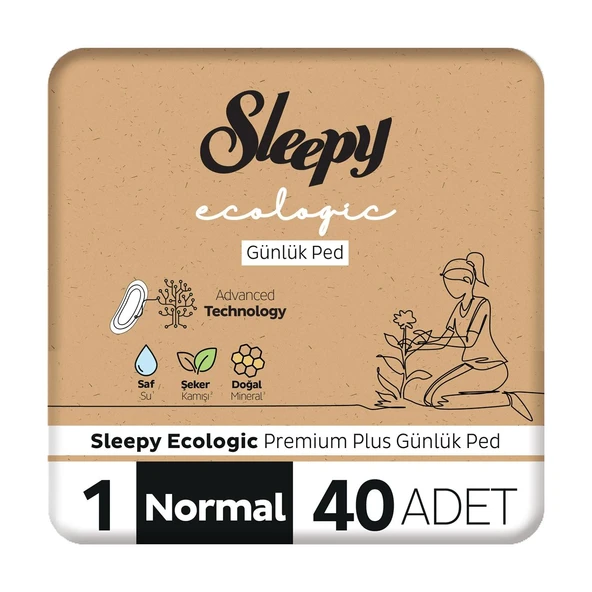 Sleepy Ecologic Premium Plus Günlük Ped Normal 40 Adet Ped