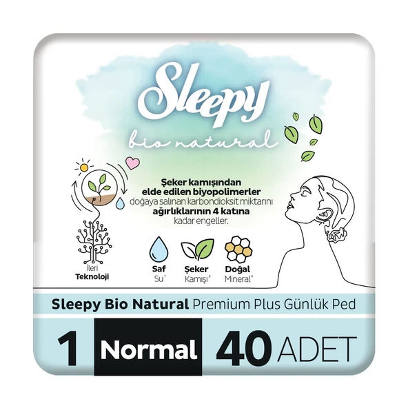 Sleepy Bio Natural Premium Plus Günlük Ped Normal 40 Adet Ped