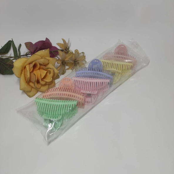 Midye Toka 6'lı Pastel Renk Saç Tokası Unicorn Kelebek Kıskaçlı Saç Tokası 8 cm Mandal Toka - 5