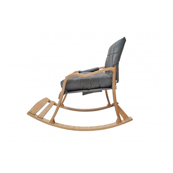 Mobildeco Paşa Ahşap Şezlong Sallanan Sandalye ve Dinlenme Koltuğu gri - 3