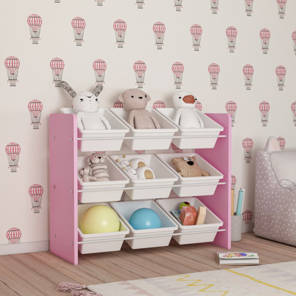 Mordeka 9 Sepetli Pembe Oyuncak Dolabı - 2