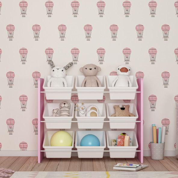 Mordeka 9 Sepetli Pembe Oyuncak Dolabı - 3