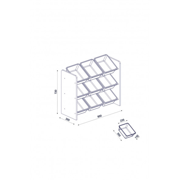 Mordeka 9 Sepetli Pembe Oyuncak Dolabı - 4