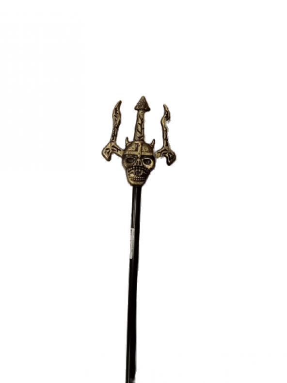CADILAR BAYRAMI HALLOWEEN  ŞEYTAN ASA KURUKAFA GOLD 48 CM (ESKİTME) - 1
