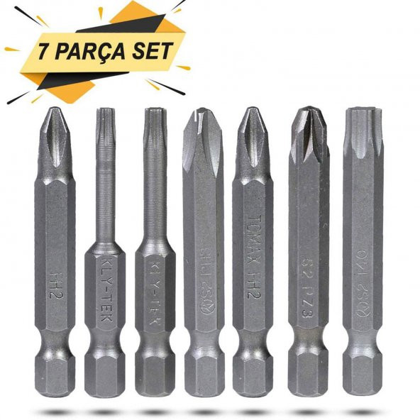 Matkap Bits Uç Vidalama Ucu Düz Yıldız Torx Uç (7 PARÇA) - 2