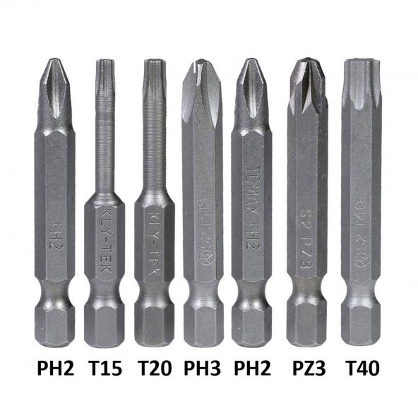 Matkap Bits Uç Vidalama Ucu Düz Yıldız Torx Uç (7 PARÇA) - 3