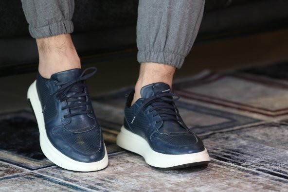 Özbağcı Erkek Deri Sneaker Ayakkabı - İ1986-1 M 1000 Lacivert - 6