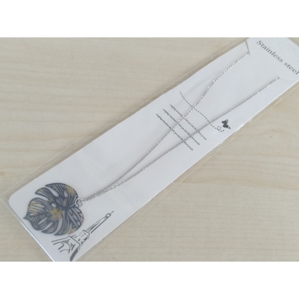 METAL YAPRAK DESENLİ BAYAN KOLYESİ ZARİF KİBAR ZİNCİR, EKONOMİK KOLYE, EKONOMİK BAYAN TAKI - 2