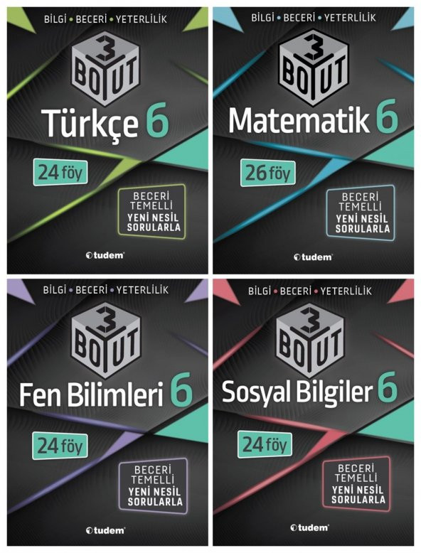 Tudem Yayınları 6.Sınıf 3 Boyutlu Konu Özetli Soru Bankası 4 Kitap Seti