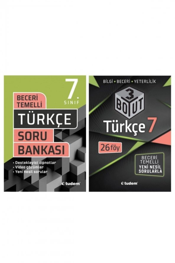 Tudem 7.sınıf Beceri Temelli Türkçe Soru Bankası & 3 Boyut Türkçe Föy Seti