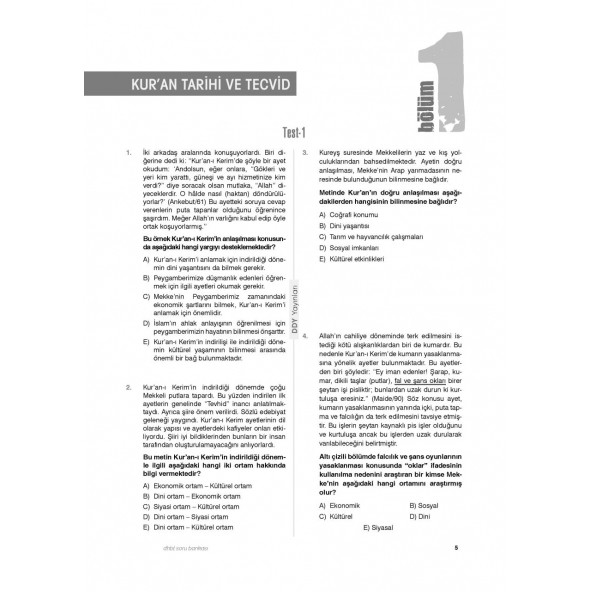 DHBT KOZ LİSANS ÖNLİSANS SORU BANKASI - 2