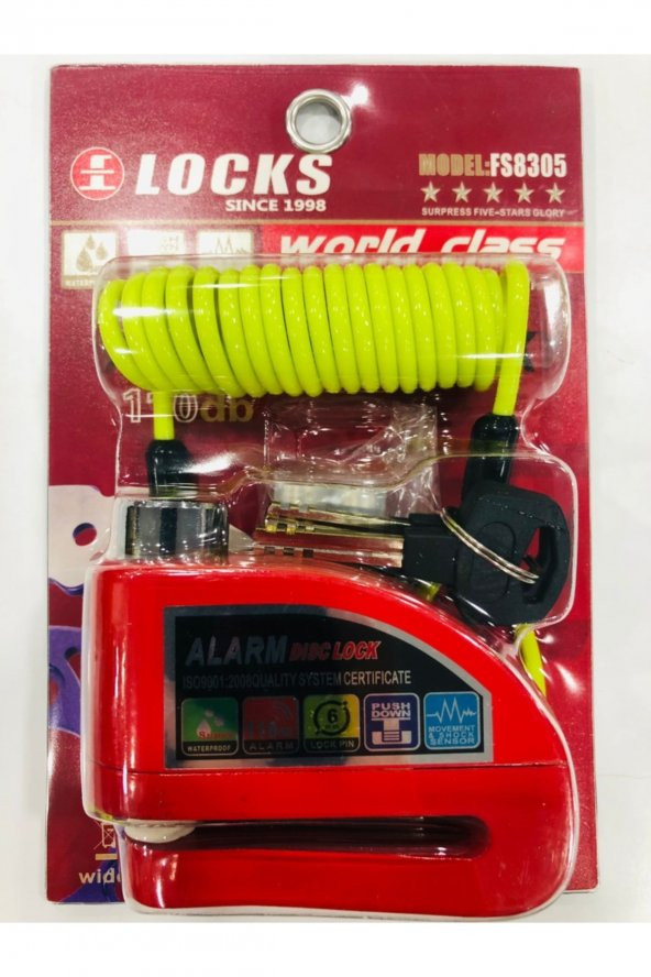 World Class 110 Db Kırmızı Alarmlı Disk Kilidi - 2