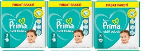 Prima Bebek Bezi Aktif Bebek 8 Beden 31x3 93 Adet Fırsat Paketi