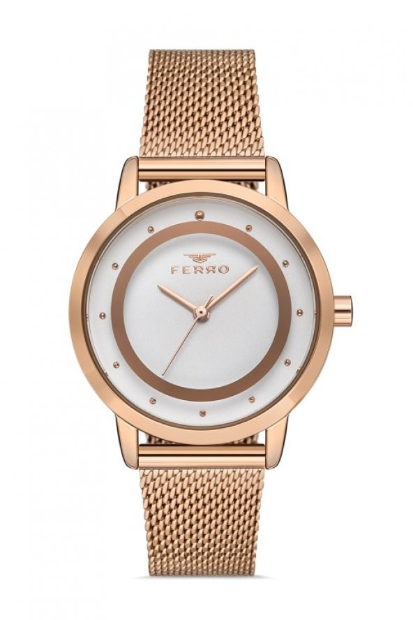 Ferro F40090C-C Rose Hasır Kordon 33 mm Kadın Kol Saati