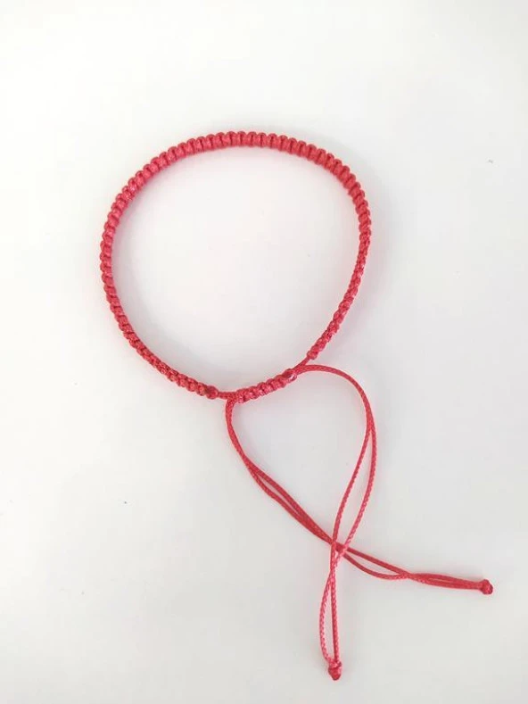 Kırmızı Uğur Şans Aşk Bilekliği Makrome İp Ayarlanabilir Bilezik Kadın Kız Takı - Resim 3