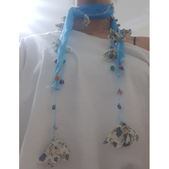 Ahşap Boncuk Oyalı Fular - 3