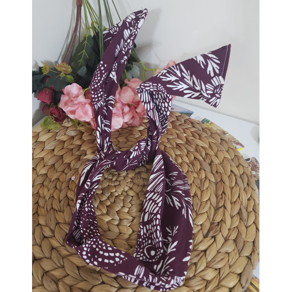 Renkli Desenli Şekil Verilebilir Telli Bandana - 4